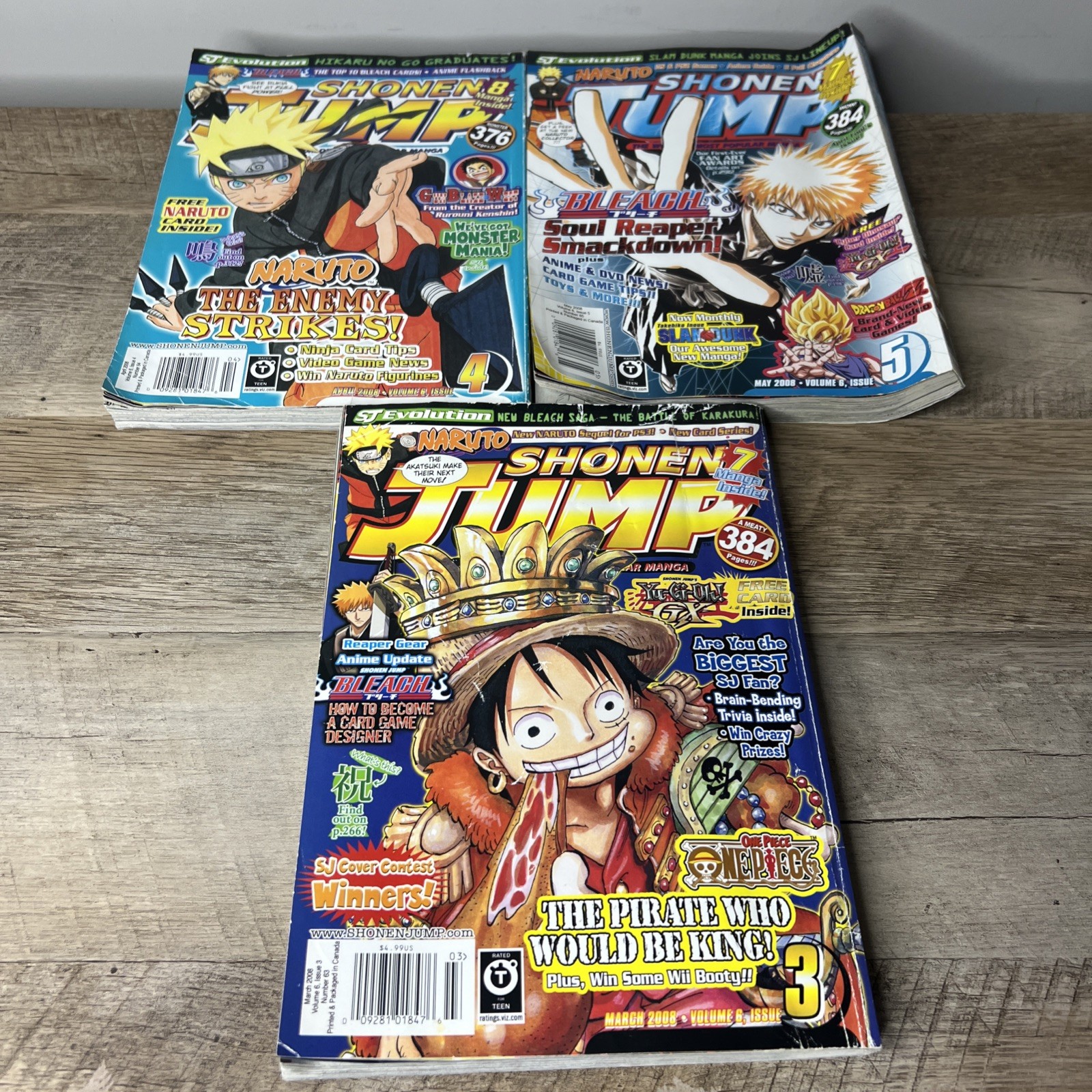 shonen jump Magazine lotto di 3 2008 naruto yugioh pezzo unico dragon ball Z