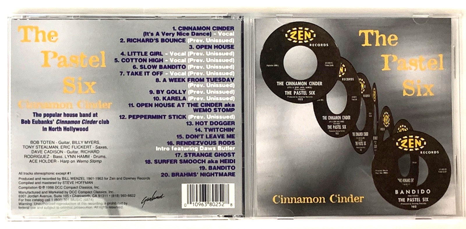 THE PASTEL SIX Cinnamon Cinder AUDIO CD Surf Rock 1998 Garland GRZ-025 Excellent