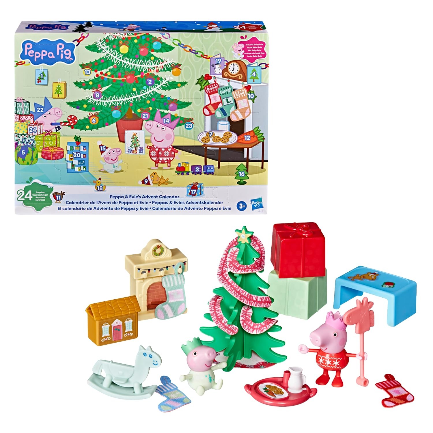 Peppa Pig Peppa & Evie's Advent Calendar, Numbered Countdown Calendar for Christ
