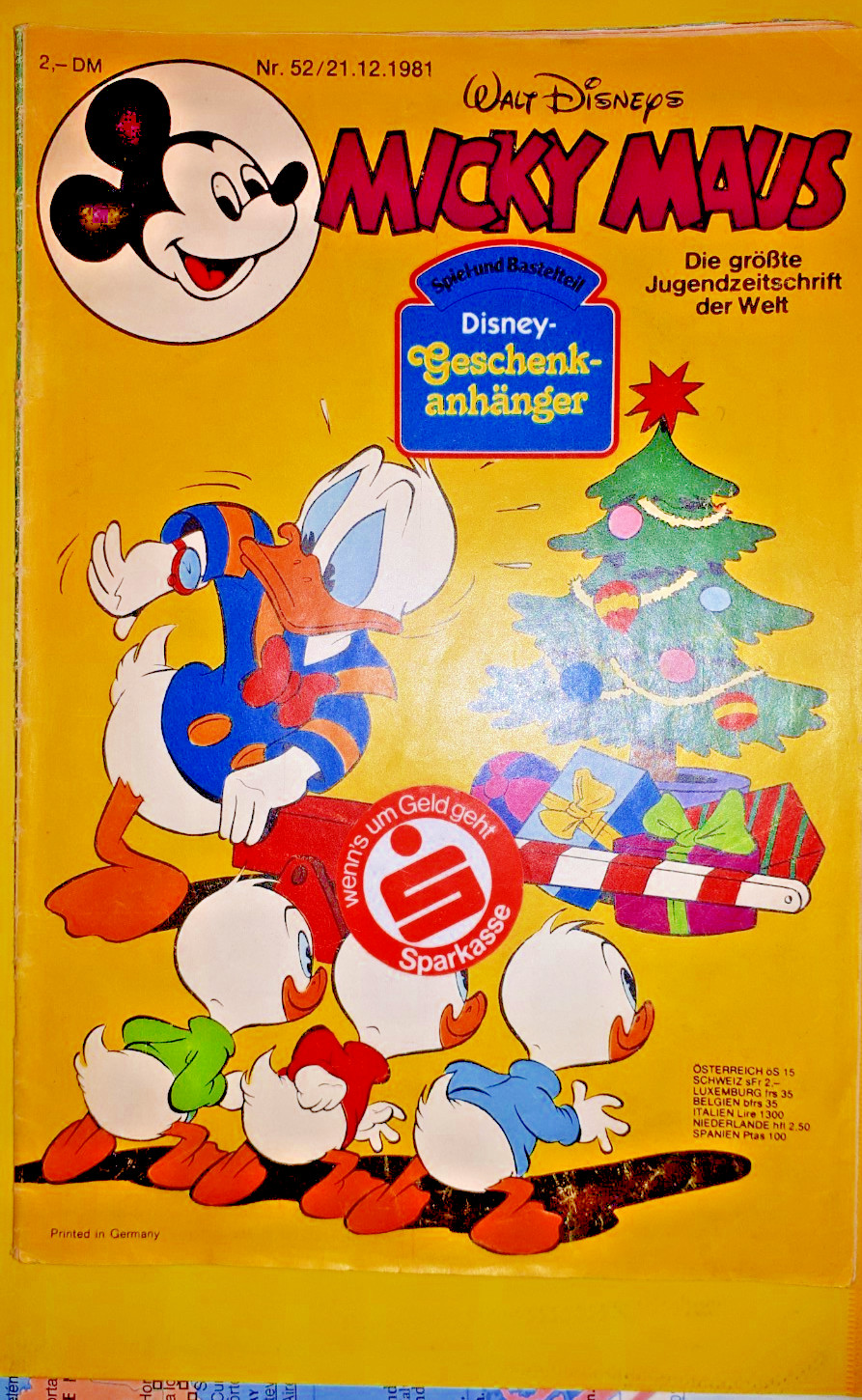 Topolino 1981 n.52 del 21.12.1981 senza supplemento ciondoli regalo da 21 a 24