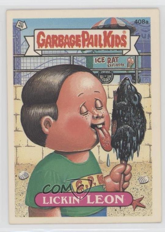 1987 Topps Garbage Pail Kids Series 10 Lickin' Leon (one star back) #408a 1xn
