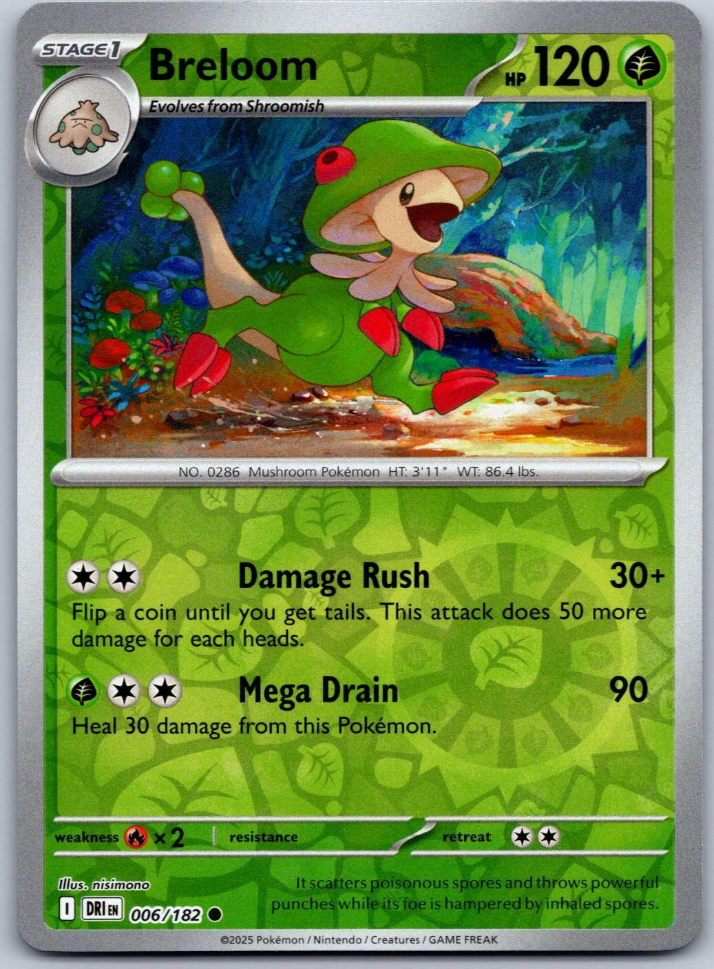 Breloom 006/182 Rivali Destinati Comuni Pokemon Reverse Holo Near Mint