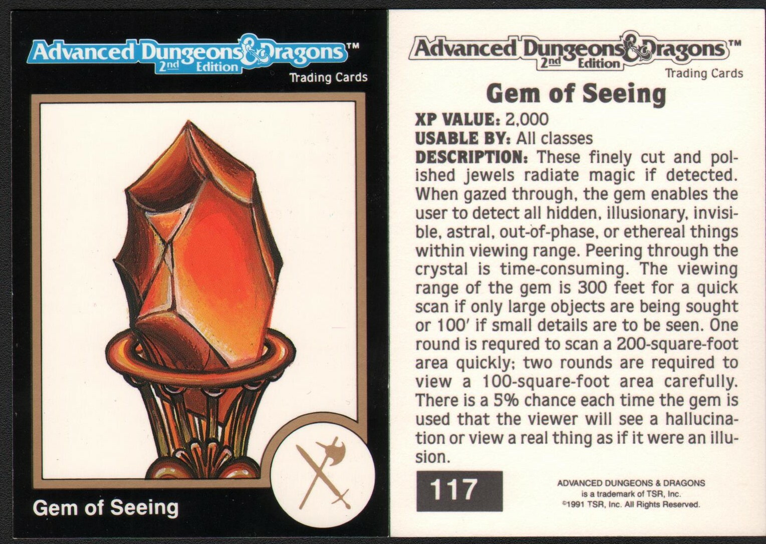 1991 TSR AD&D Gold Border Dungeons & Dragons RPG Fantasy Art Card #117 Magic Gem