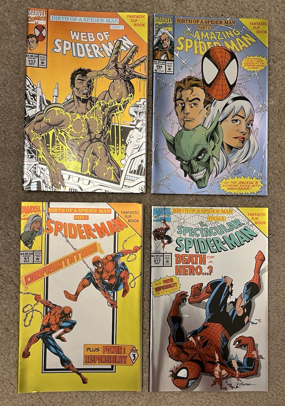 Birth Of A Spiderman Part 1~2~3~Finale Fantastic Flip Books Lot Of (4) Comics