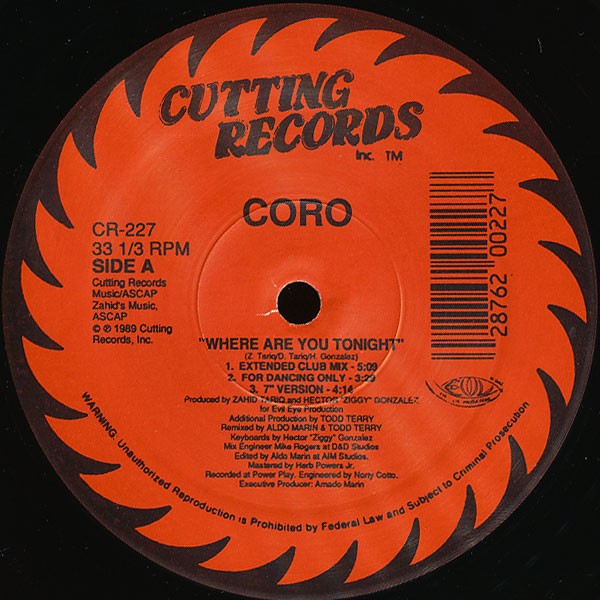 Coro - Where Are You Tonight (12") (Near Mint (NM or M-)) - 4366203804