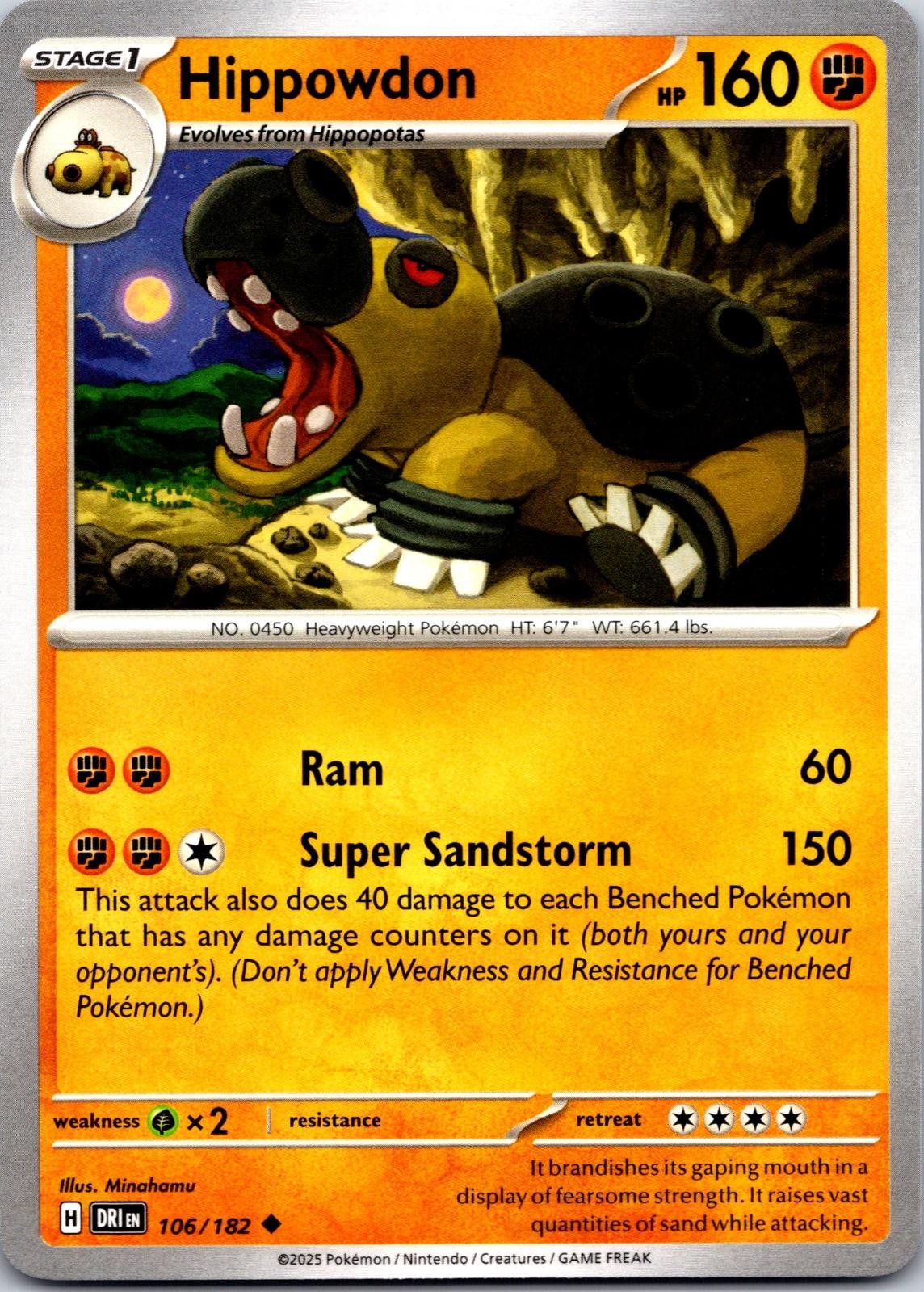 Hippowdon 106/182 Pokemon Rivali Destinati Non Comuni Quasi Nuovo