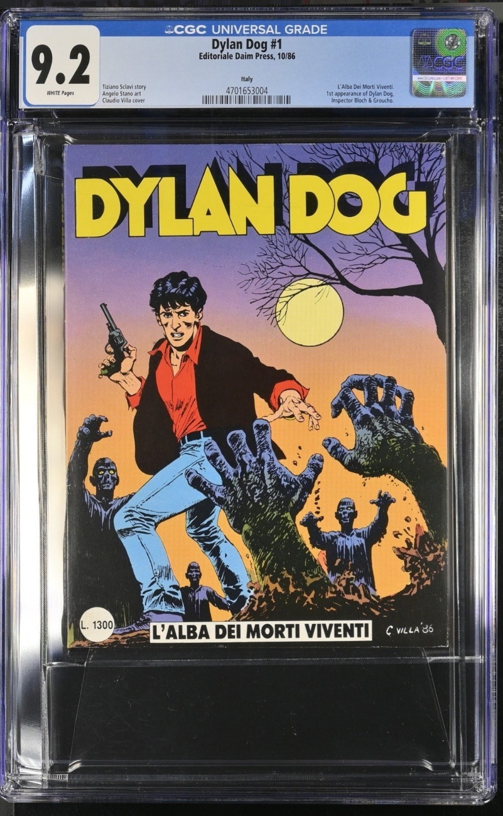 Dylan Dog #1 L'Alba dei Morti Viventi 1986 CGC 9.2 RARO!!!!