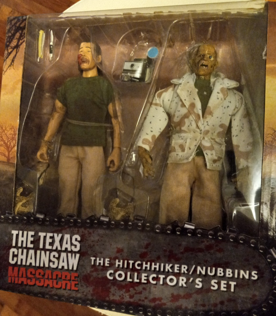 NECA TEXAS MOTOSEGA MASSACRO AUTOSTOPPISTA NUBBINS SET FIGURINE NUOVE SIGILLATE