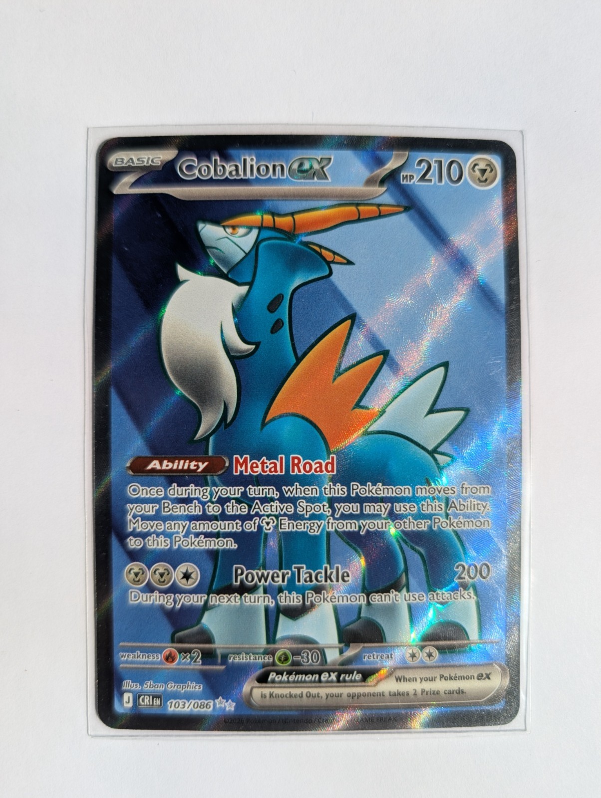 Pokémon TCG Cobalion Ex #103/86 Chaos Rising SIR Holo NM