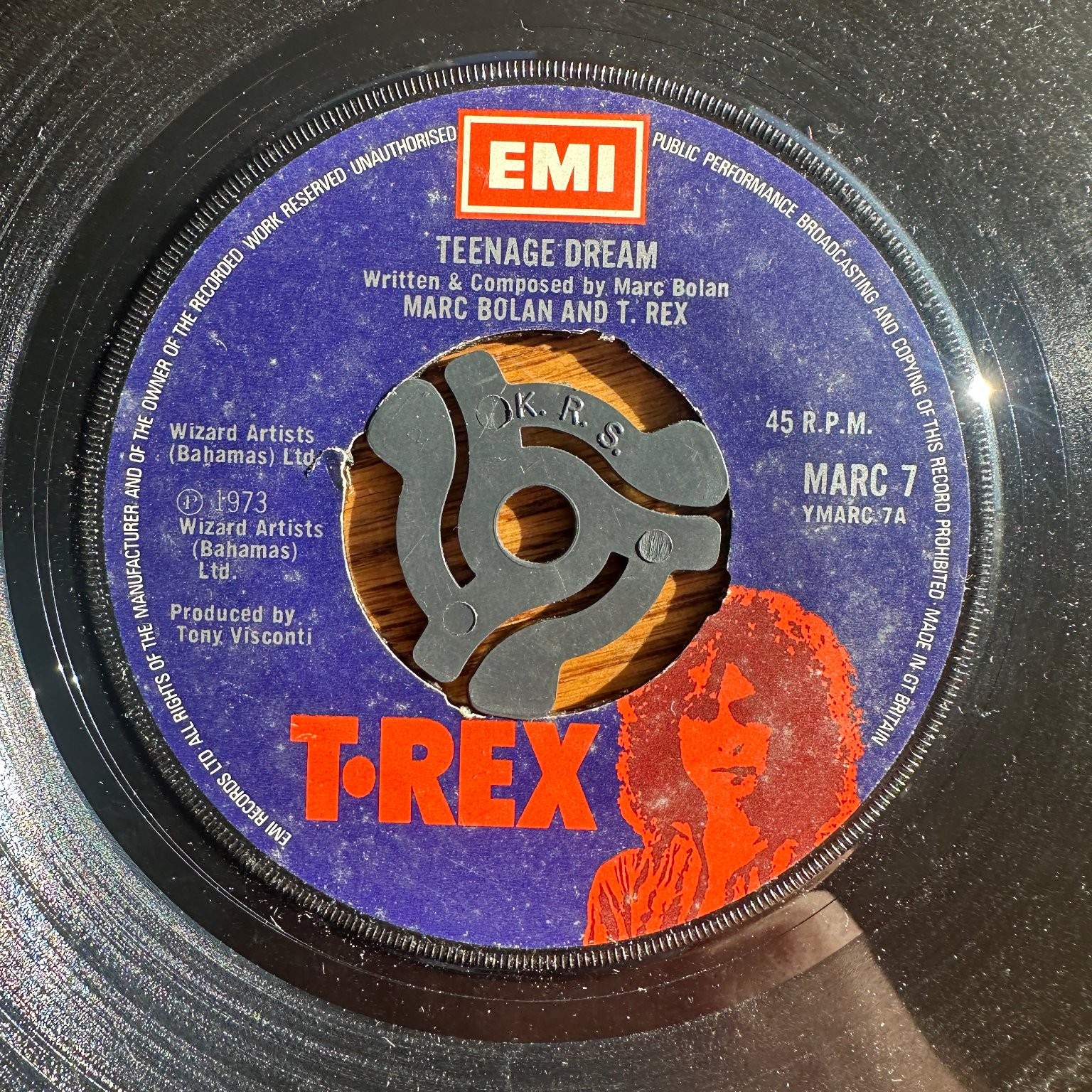 T. Rex – Teenage Dream 7" Single 1973 UK EMI Glam Rock 45 RPM