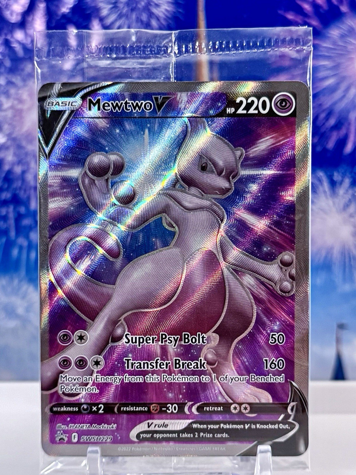 Pokémon TCG Mewtwo V SWSH229 Spada e Scudo Stella Nera Promo Holo SIGILLATO