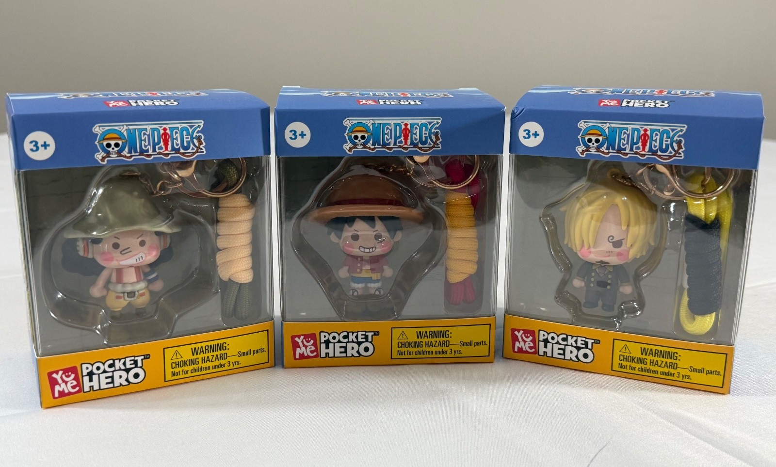 YuMe Pocket Hero One Piece Mini Figure Portachiavi - Rufy Sanji Usopp - NUOVO