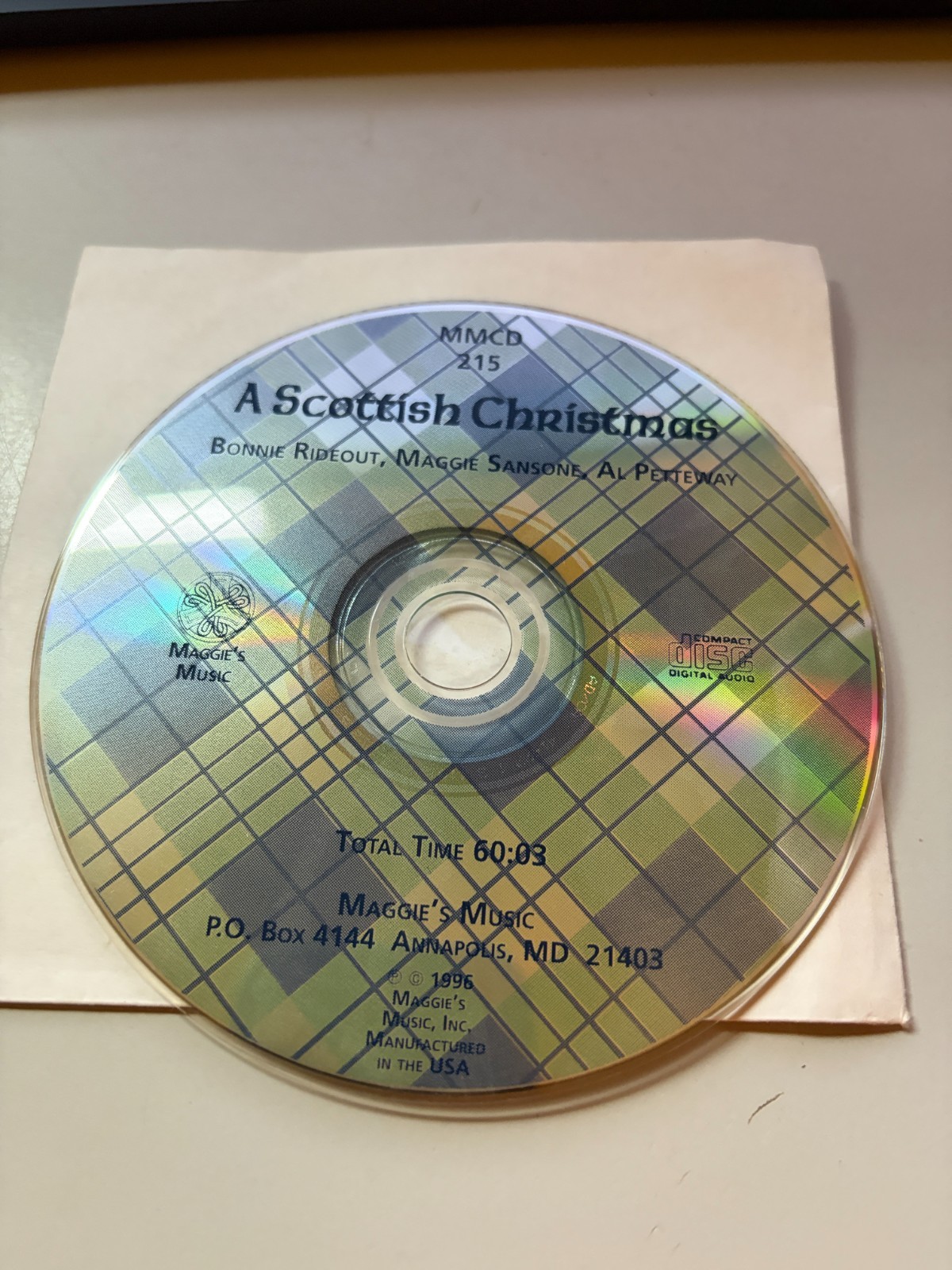 A Scottish Christmas by Bonnie Rideout Maggie Sansone (CD) DISC ONLY