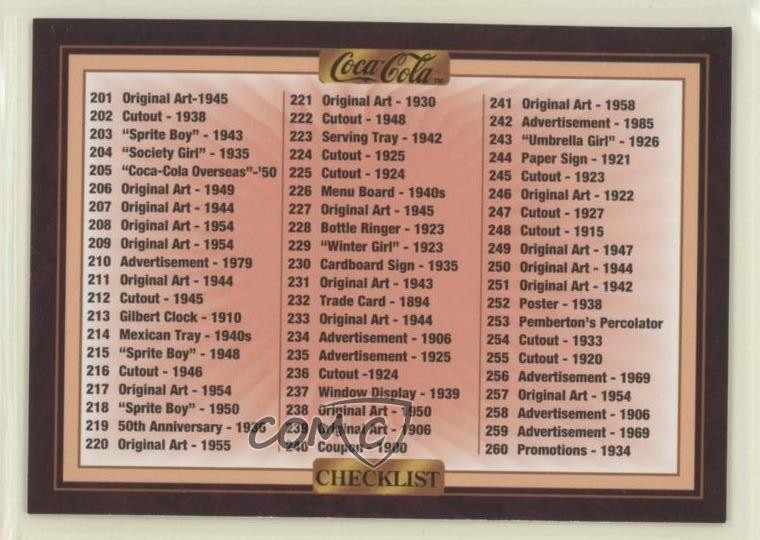 1994 Collect-A-Card The Coca-Cola Collection Series 3 Checklist #300 00ah