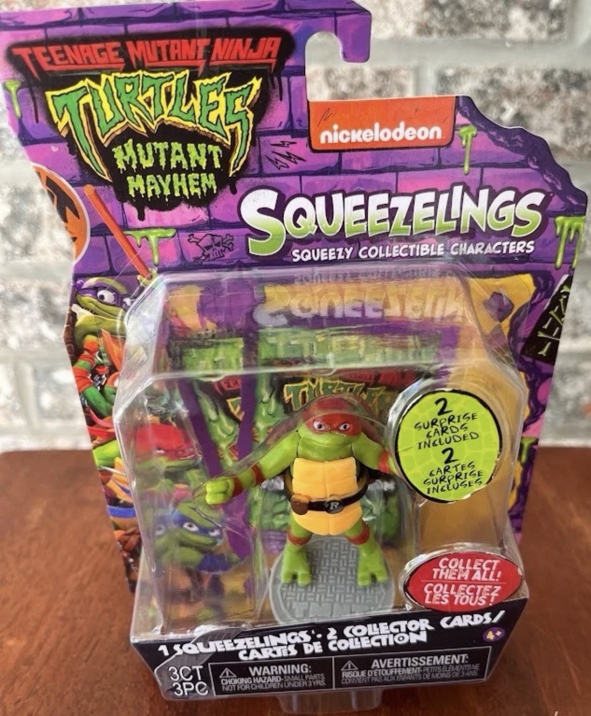 TMNT MUTANT MAYHEM ~ RAPHAEL turtles SQUEEZELING & 2 Surprise COLLECTOR Cards 5B