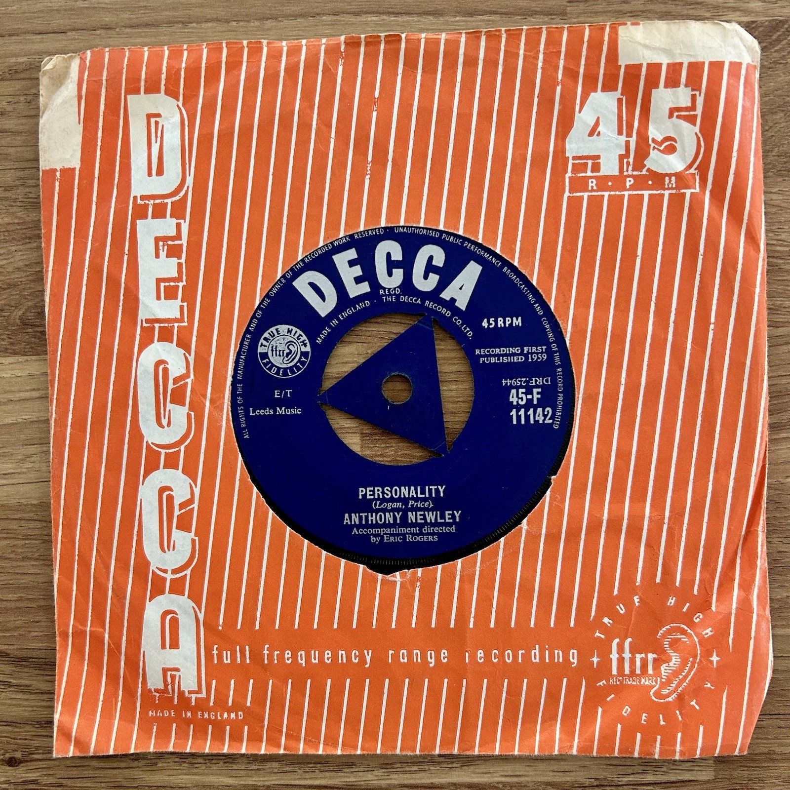 Anthony Newley 'Personality' 7" Vinyl Record (Decca, 1959)