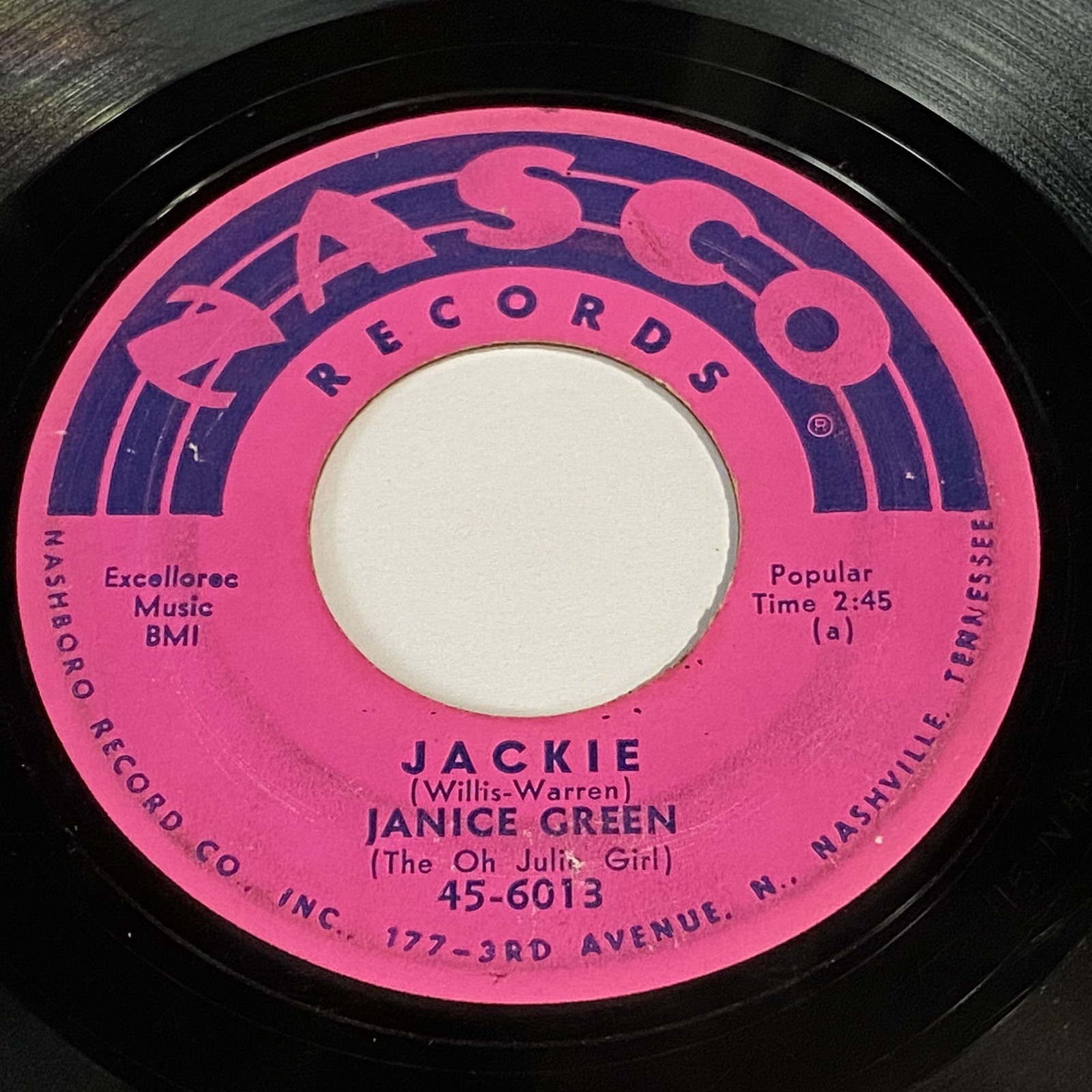 Janice Green: Jackie / With All My Heart 45 - Nasco Records
