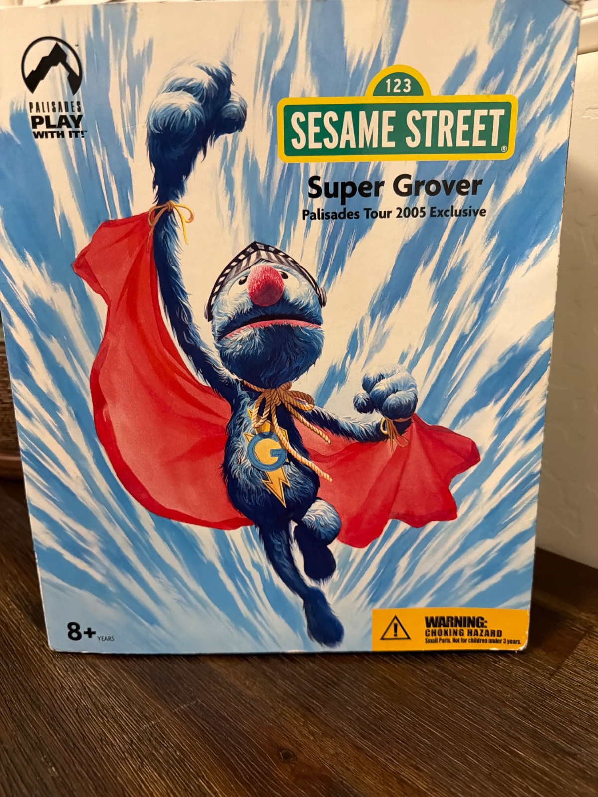 Super Grover Sesame Street Action Figure Giocattolo Palisades Tour 2005 Esclusivo (NUOVO)