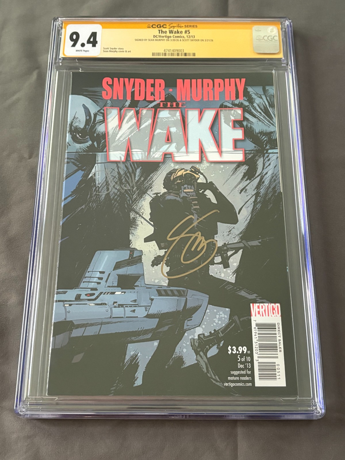 The Wake #5 CGC 9.4 signed by Scott Snyder and Sean Murphy NM Vertigo Comics