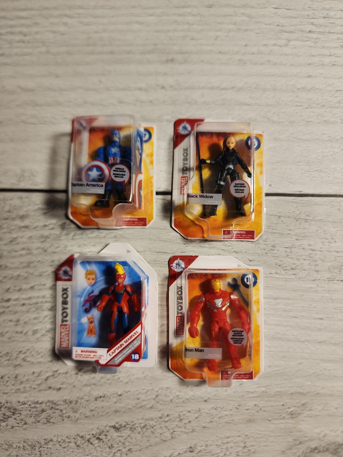 Set 4 mini marchi Zuru Disney ~ Capitan America, Marvel, Iron Man e Vedova Nera 