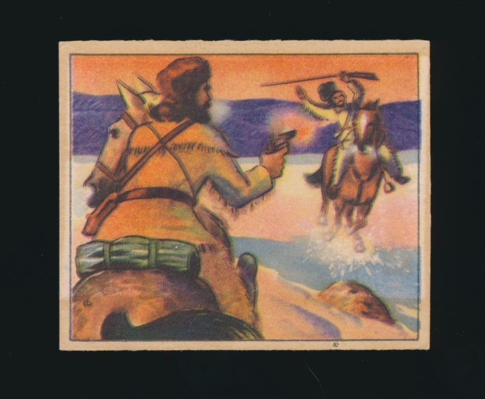1949 Bowman Gum WILD WEST GUM -#A-6 DUELLO A CAVALLO (Vincere il West)