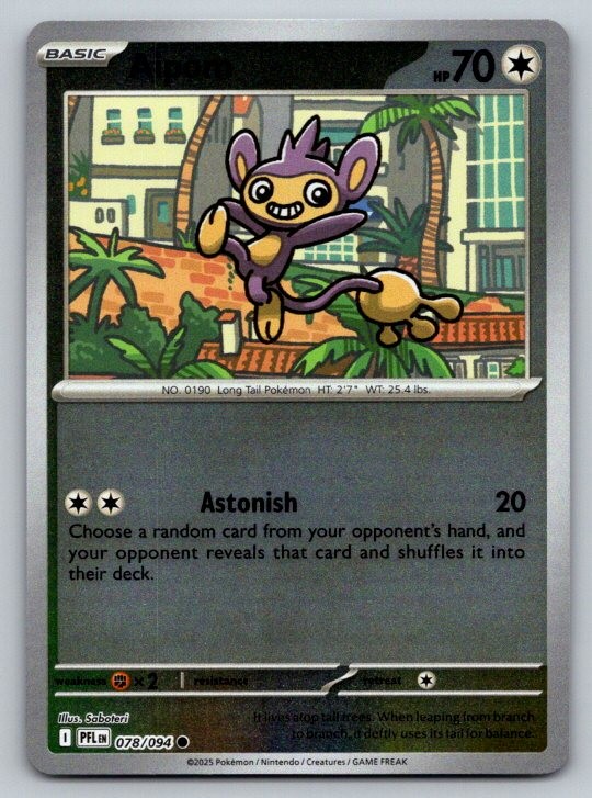 Aipom Reverse Holo Common ME02: Fiamme Fantastiche 078/094 quasi nuovo