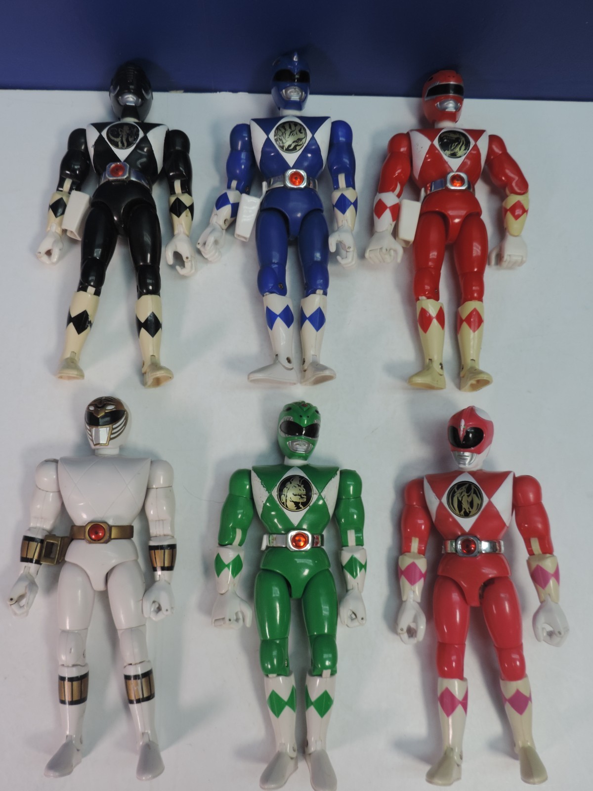 set action figure vintage POWER RANGERS 8" 1993 bandai MMPR verde rosso bianco rosa