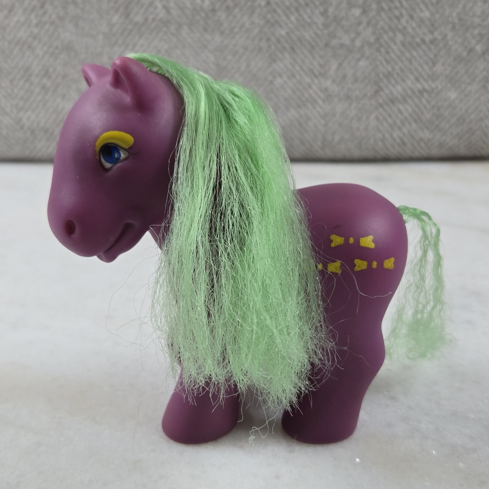 Vintage Gi-Go Wonder Pony Purple Green Hair Yellow Bows My Little Pony Fakie