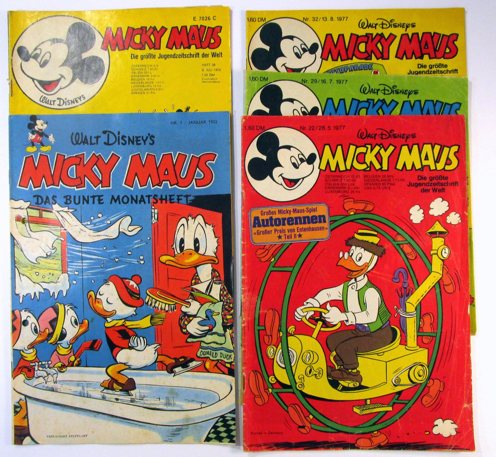 Lotto di 5 quaderni fumetti Topolino 1952 ristampa - 1977 lotto 3 editori Ehapa