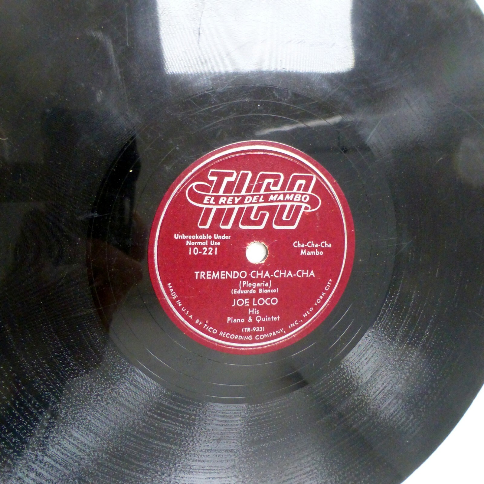 Joe Loco & Quintet LATIN 78 TREMENDO Cha Cha Cha 10" 78 RPM Tico VG Singolo g864