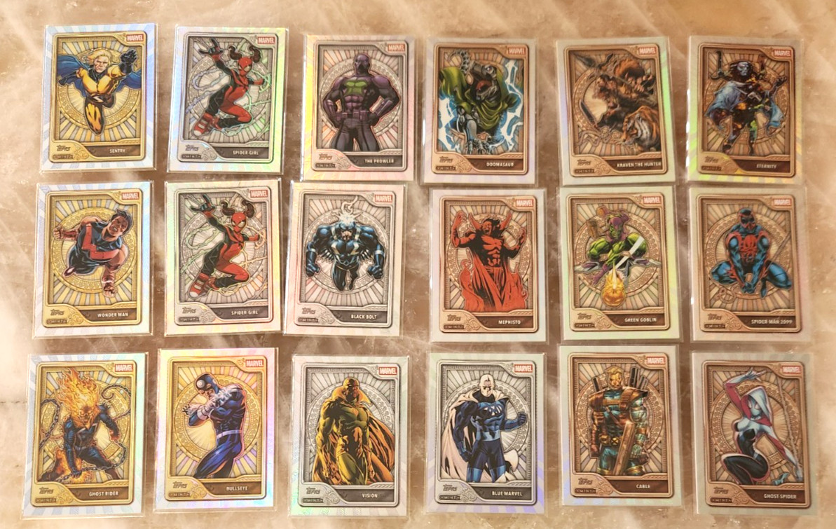 Lotto 2026 Topps Mint Marvel Gold Silver Bronze (x18) con Spider-Man Ghost Rider