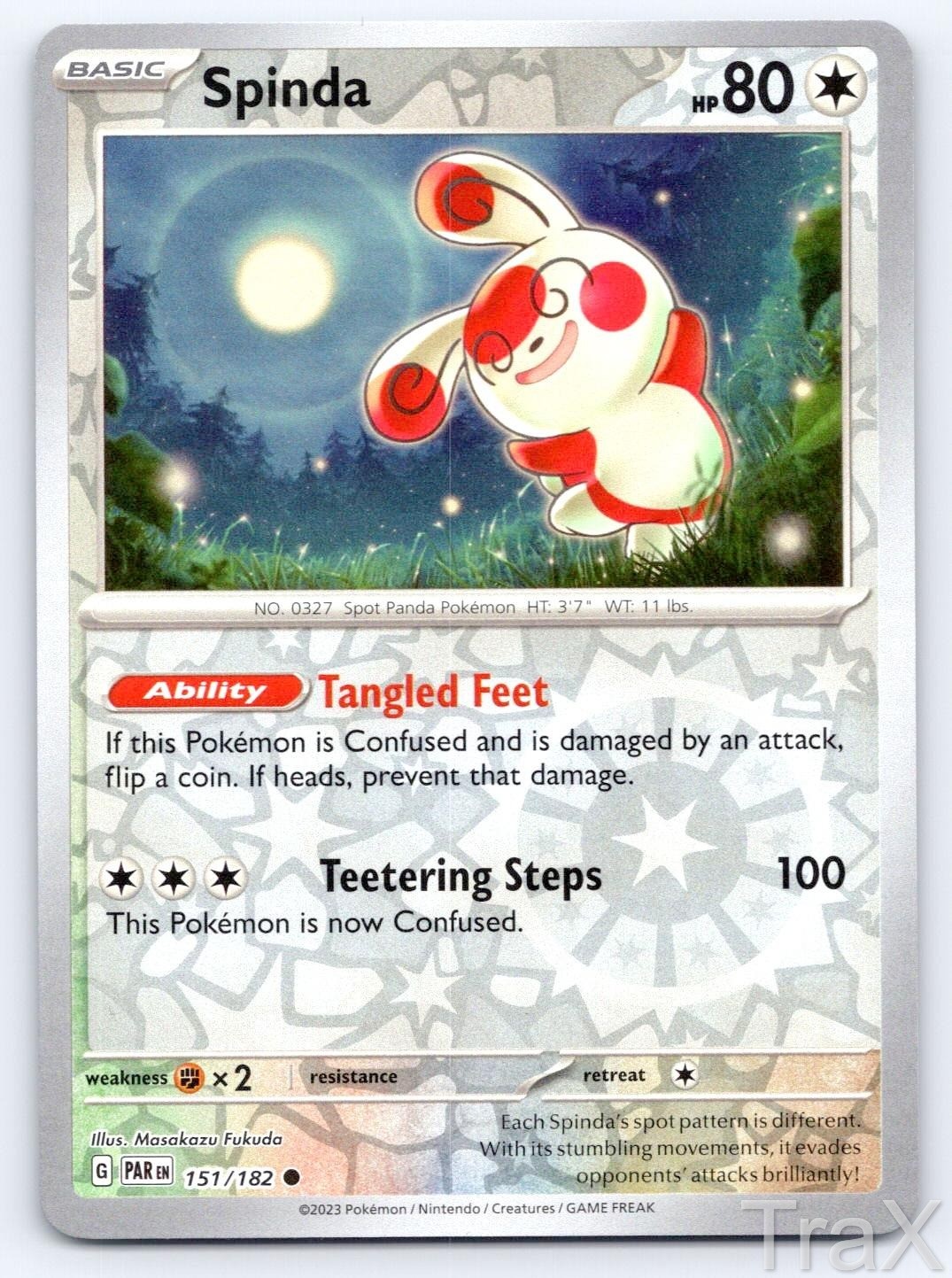Spinda 151/182 Reverse Holo Paradox Rift Pokemon quasi nuovo comune