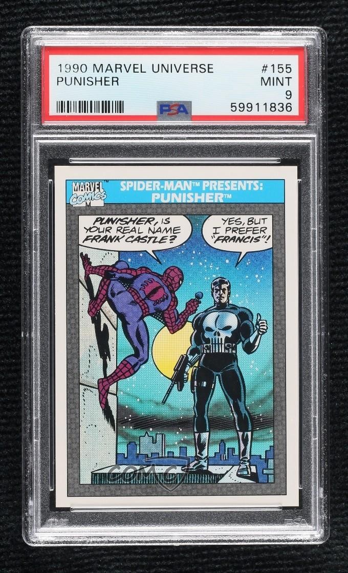 1990 Impel Marvel Universe Presents: Spider-Man Punisher #155 PSA 9 MINT 11ff