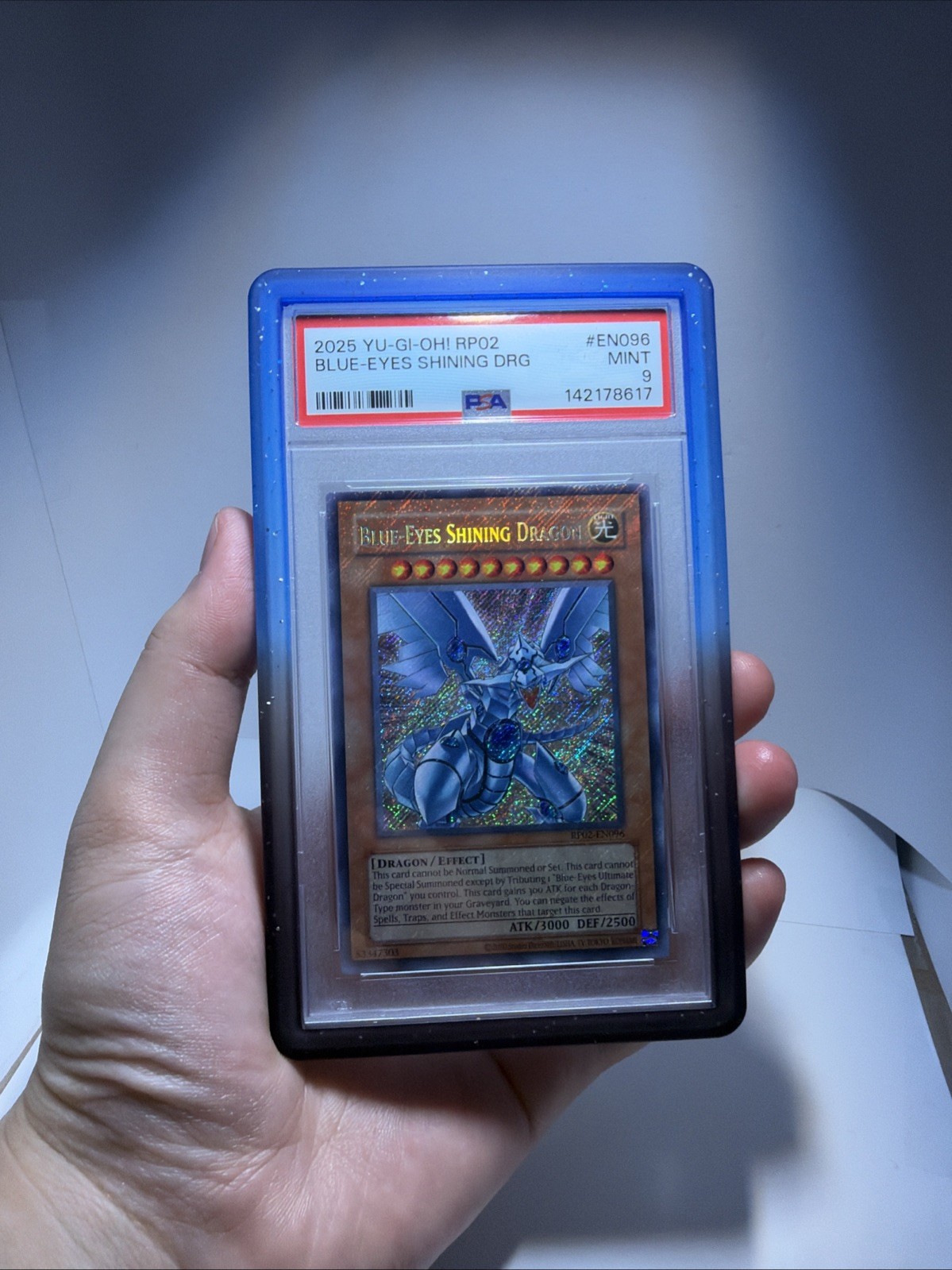 Blue Eyes Shining Dragon RP02-EN096 Secret Rare 2025 Yugioh PSA 9 Guard Included