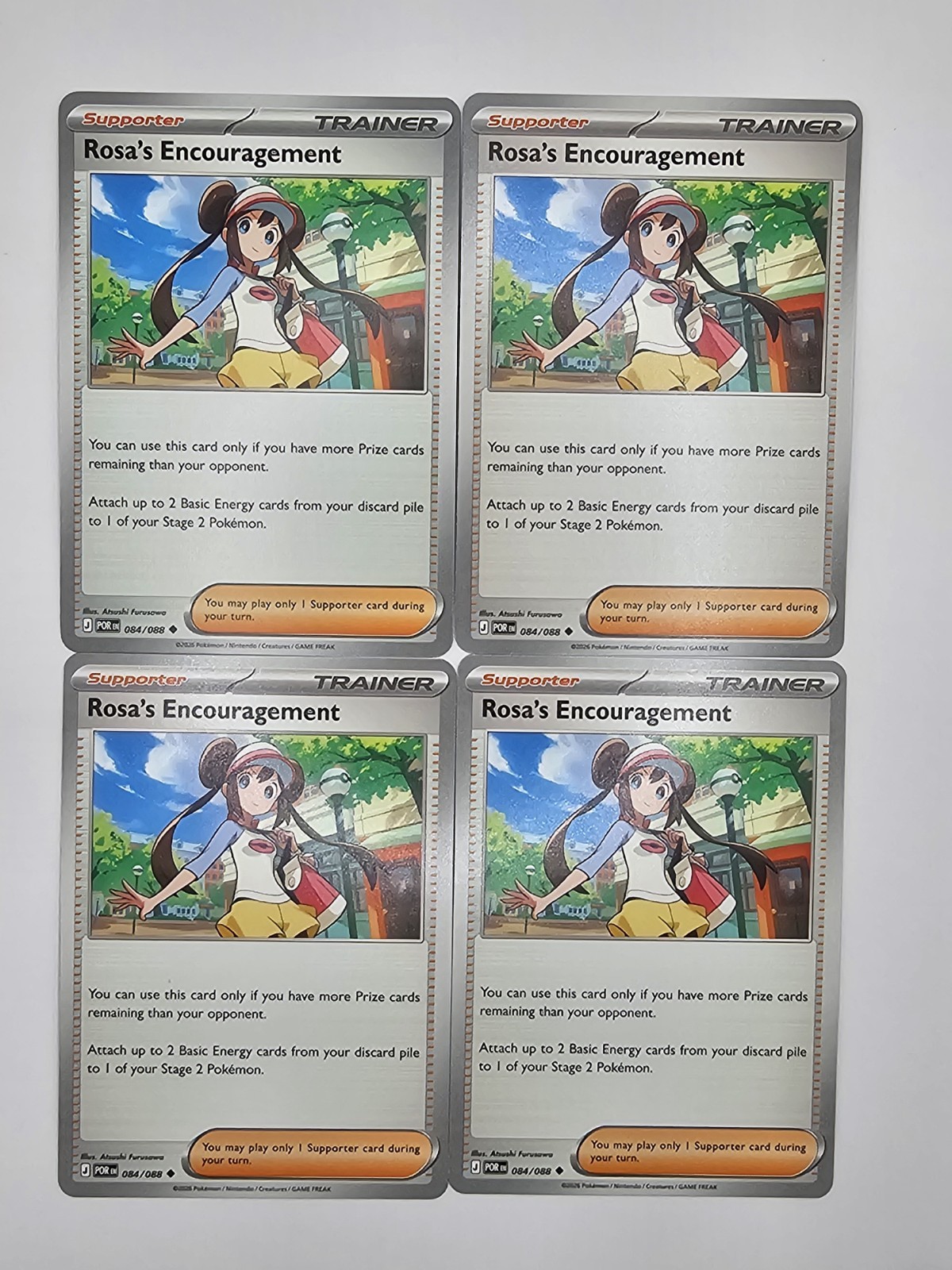Pokemon TCG 4x L'incoraggiamento di Rosa 084/088 2026 POR Playset Non Comune - NM