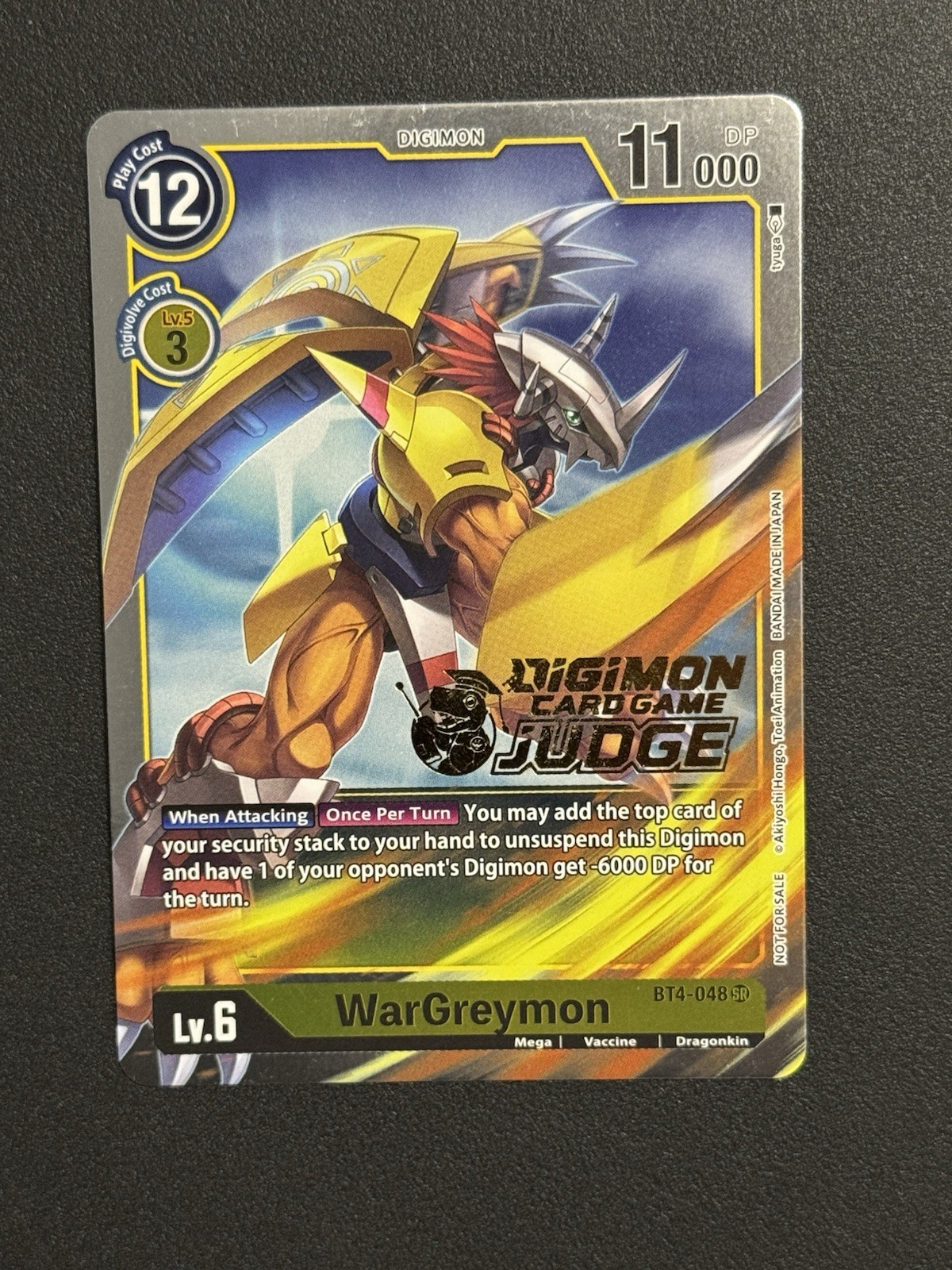 Wargreymon BT4-048 SR francobollo giudice Digimon TCG carta