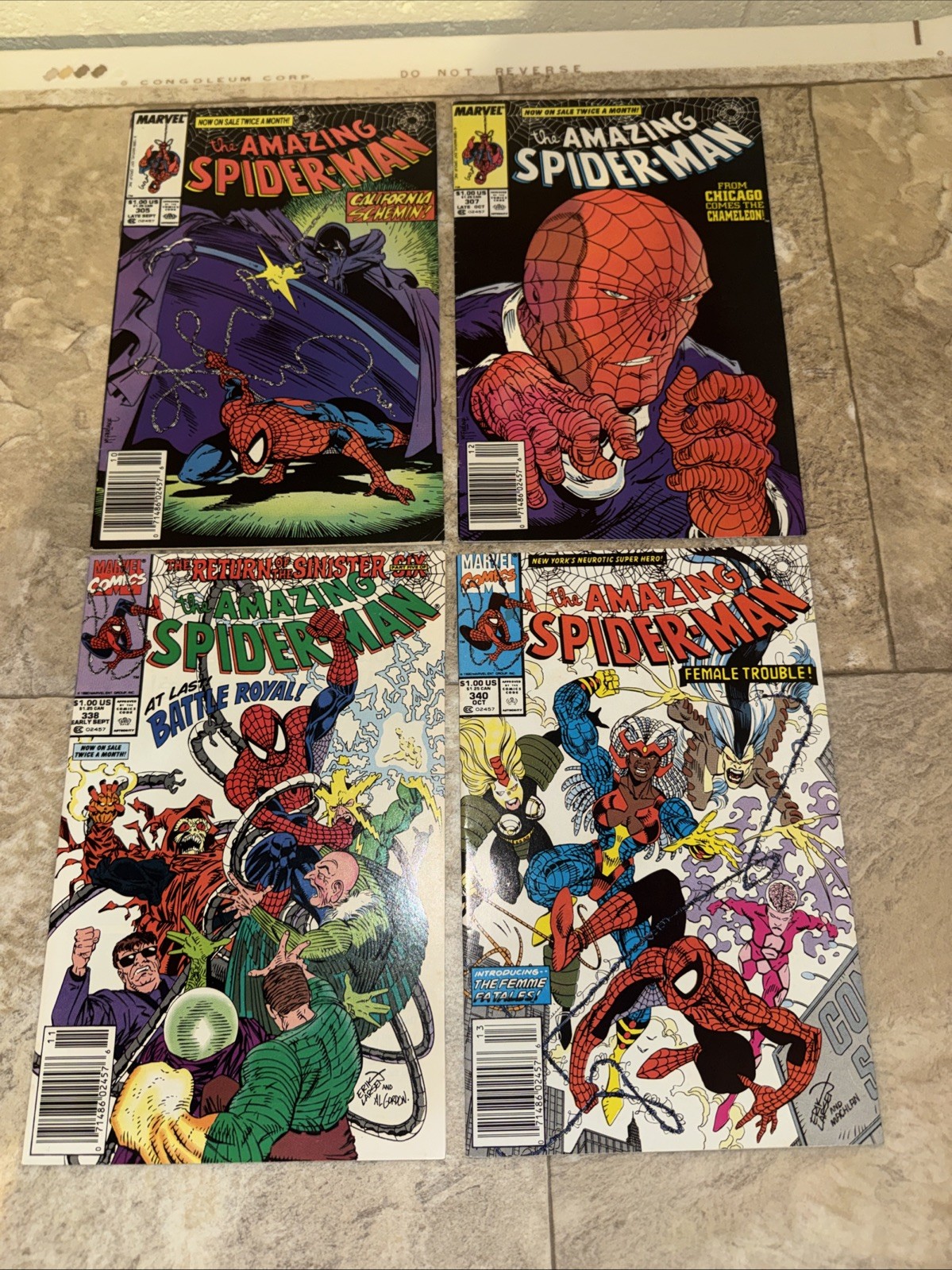 The Amazing Spiderman Marvel Comics Vintage Lot Of 4 305, 307, 338, 340 Good Con