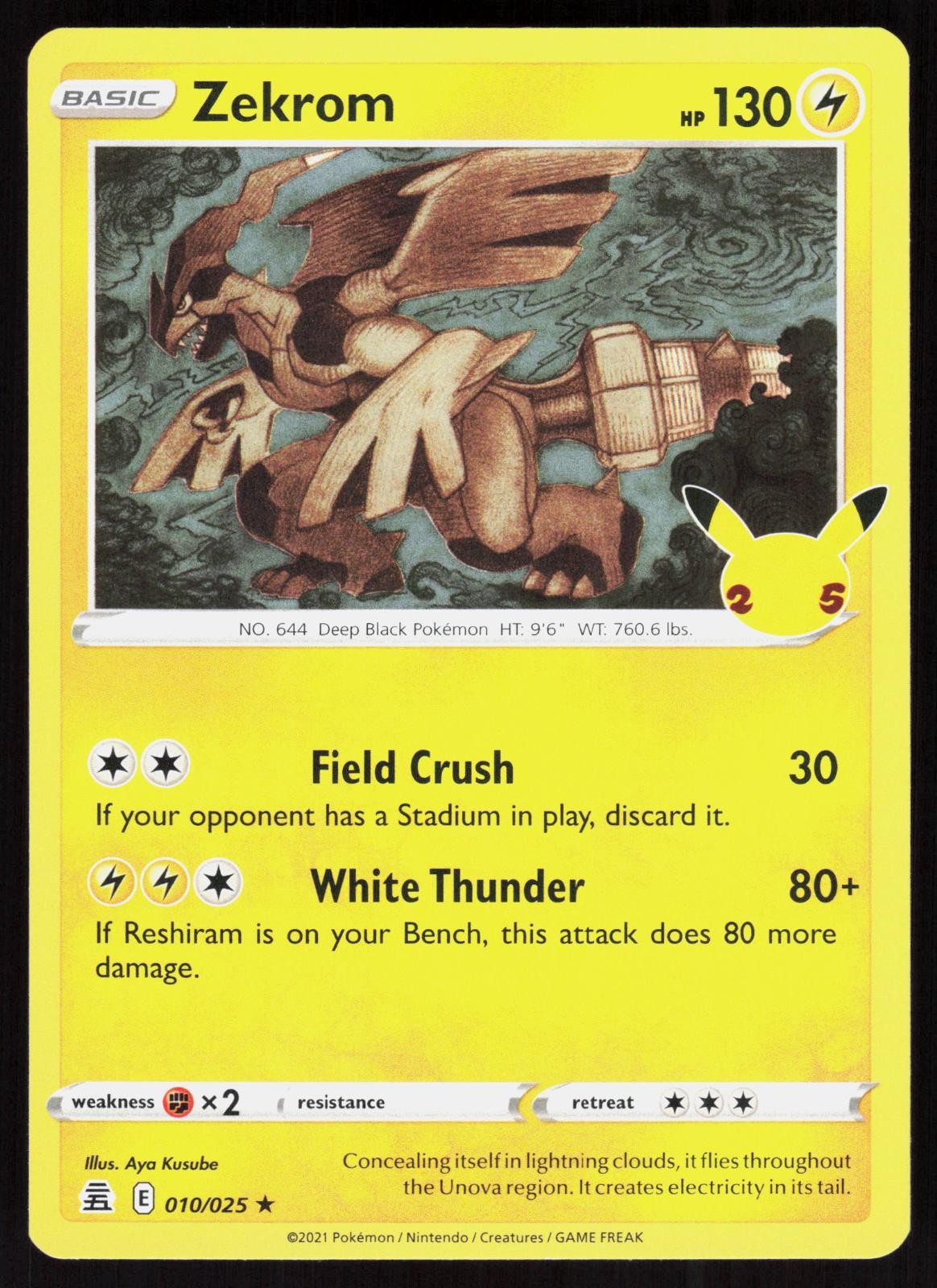 Celebrazioni Zekrom 010/025 Raro Pokemon Holo quasi nuovo/m