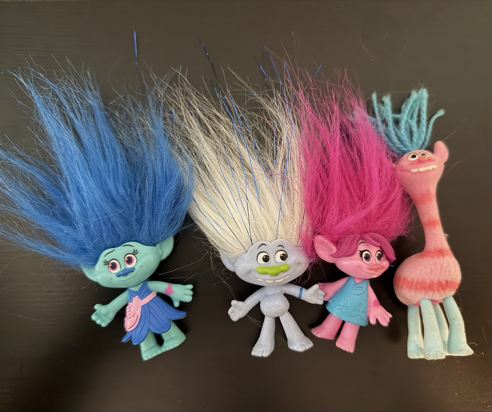 Lotto di 4 minifigure film DreamWorks Trolls - Poppy Cooper Smidge Guy Diamond