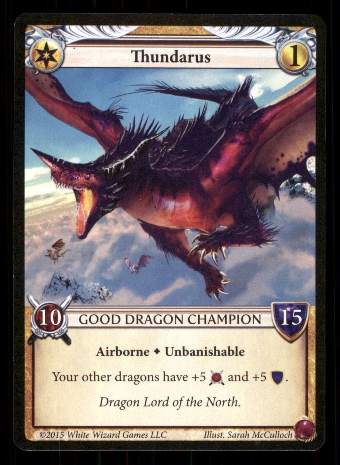 Thundarus Good Dragon Champion Epic White Wizard Games Trading Card TCG CCG
