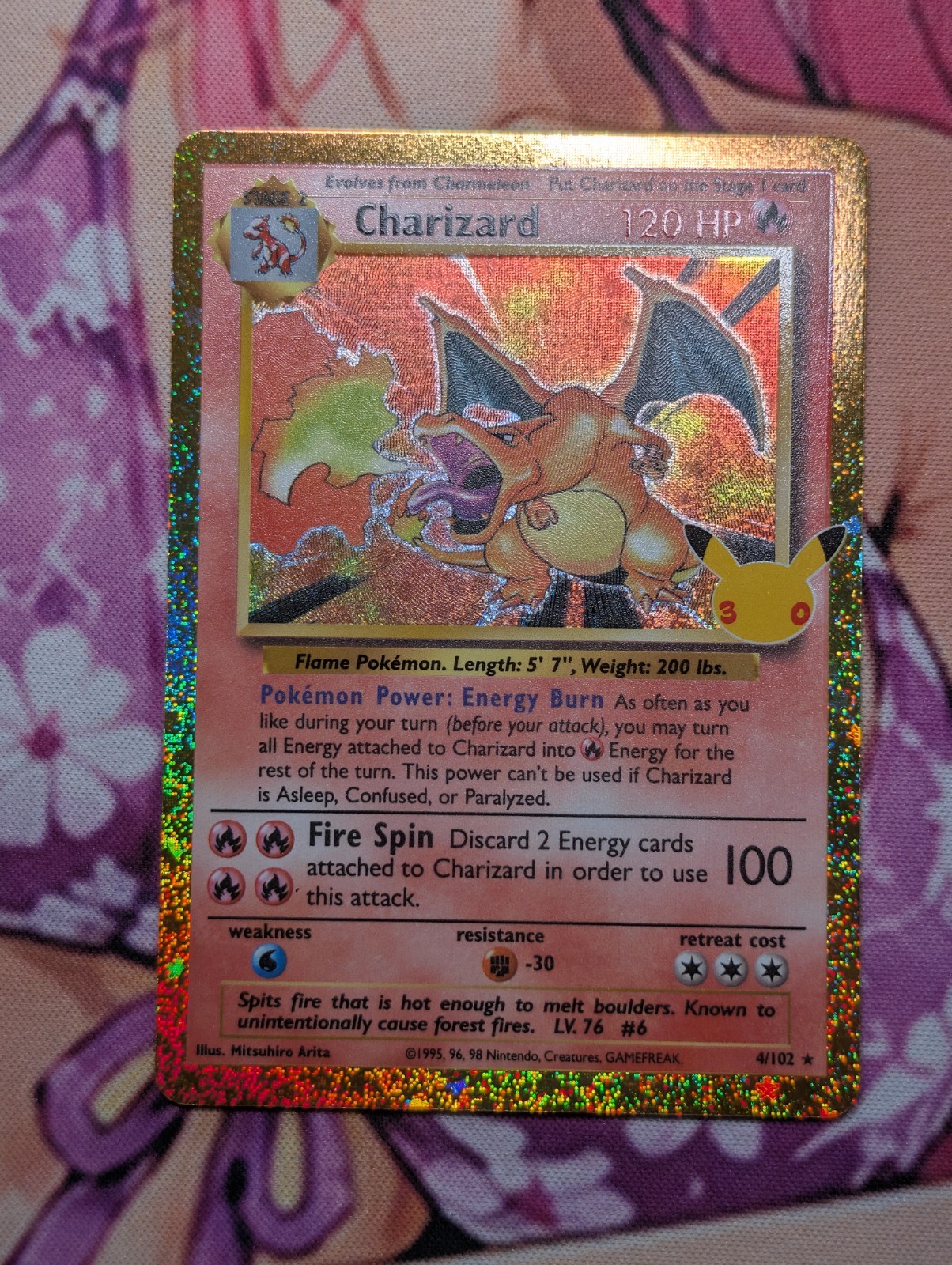 Pokémon TCG 30th Anniversary Charizard 4/102 Base Set Holo Rare Pack Fresh