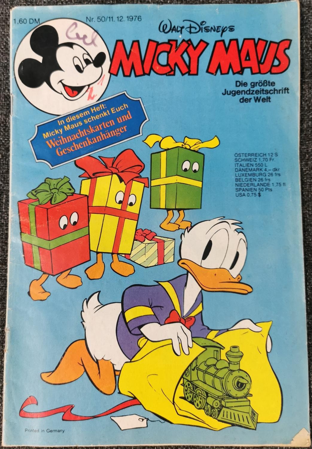 Quaderno Topolino 50 - 11.12.1976 cartoline di Natale Walt Disney ciondolo regalo
