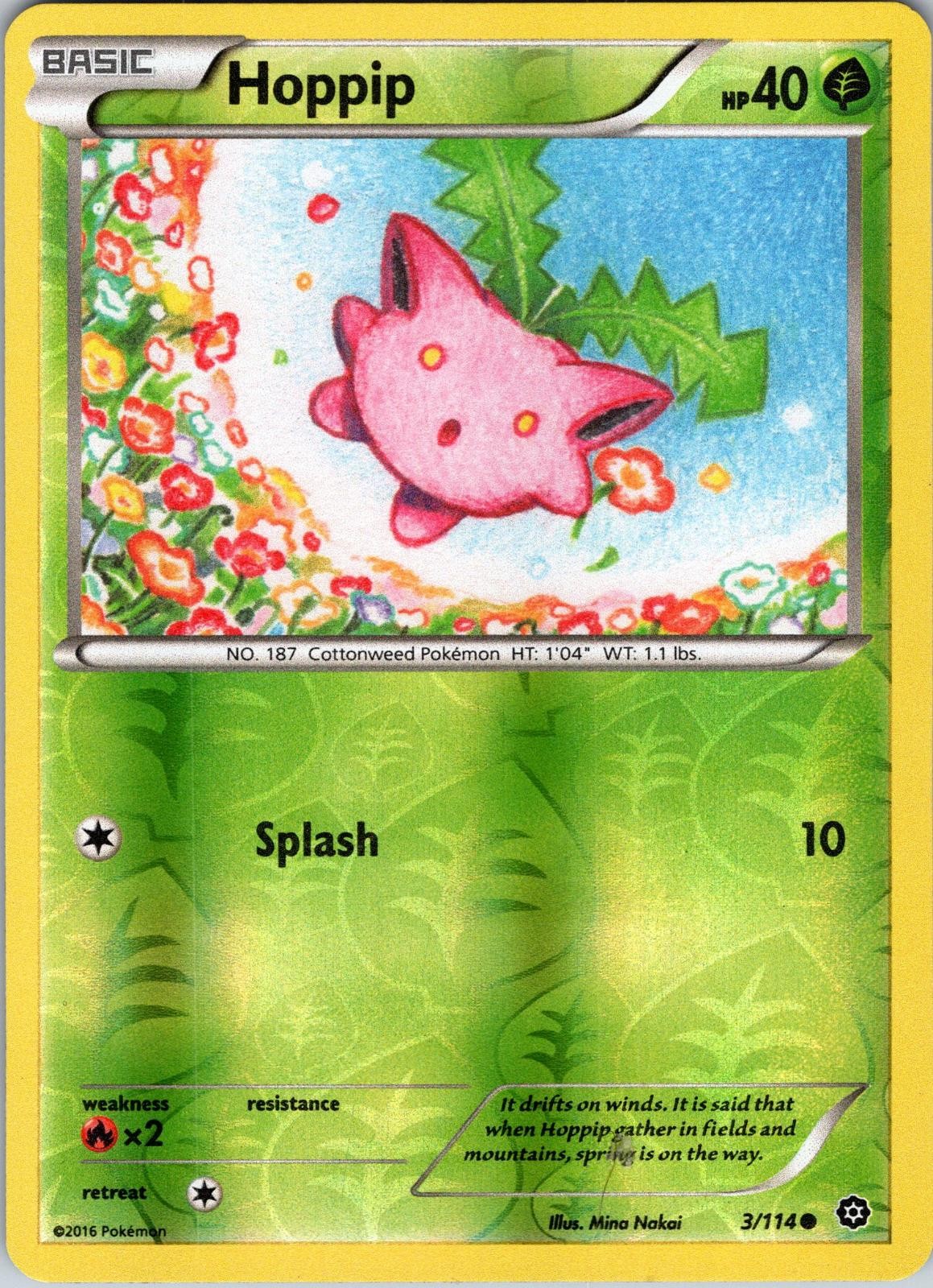 Hoppip 3/114 Common Steam Siege Pokemon Reverse Holo NM-LP