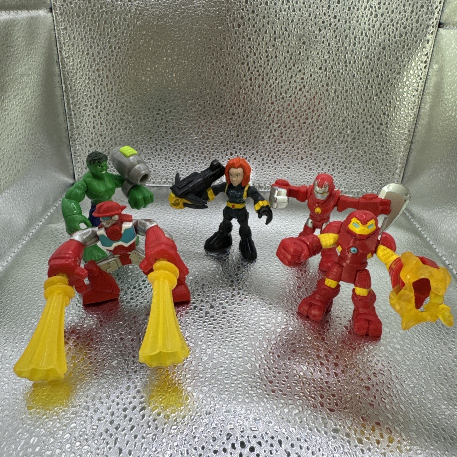 Lotto di 4 Playskool Marvel Super Hero Adventures POWER UP HULKBUSTER FIGURE