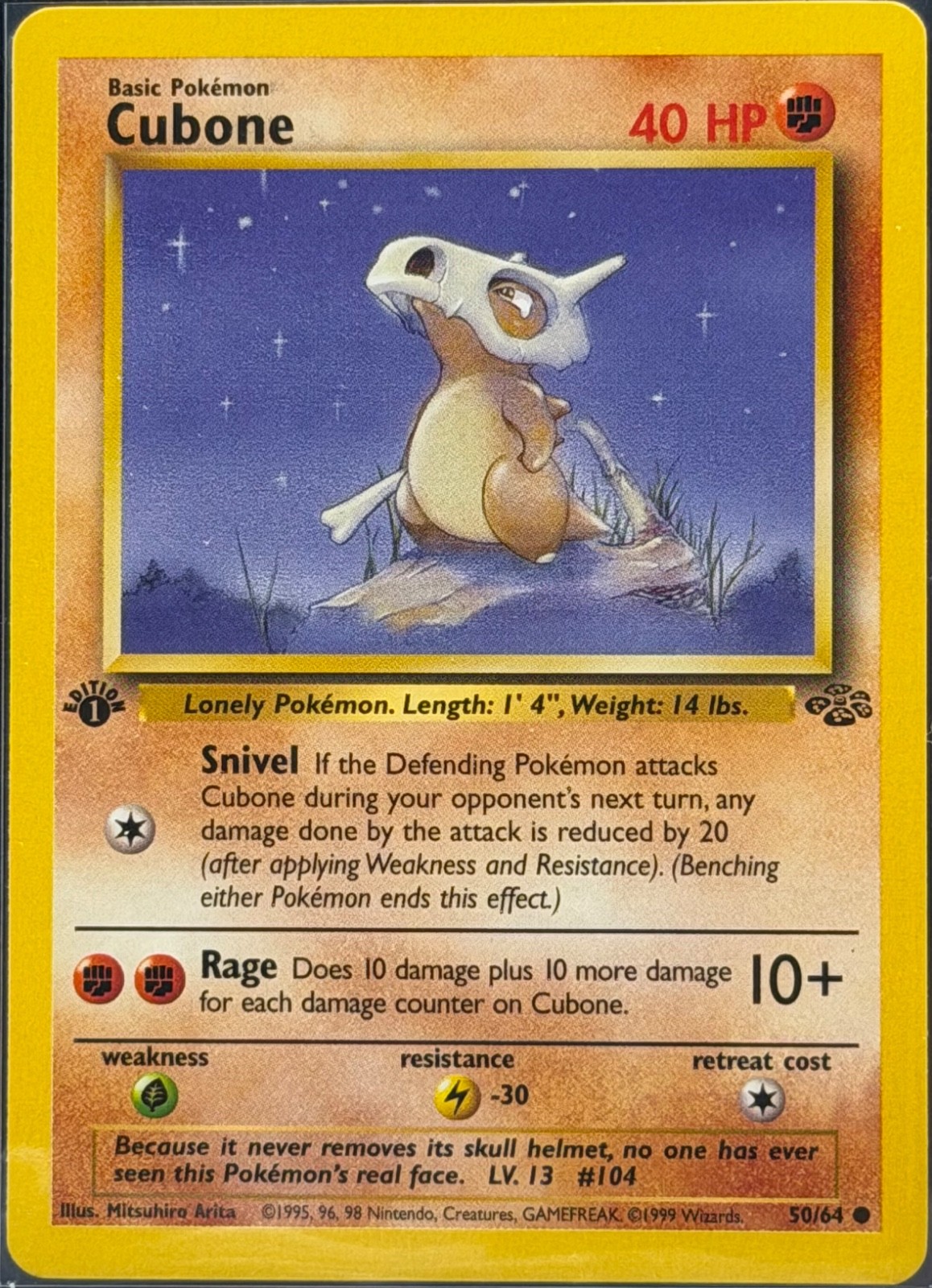 Pokemon Jungle 1999 1° Edizione Cubone 50/64 Non Holo WOTC LP-NM