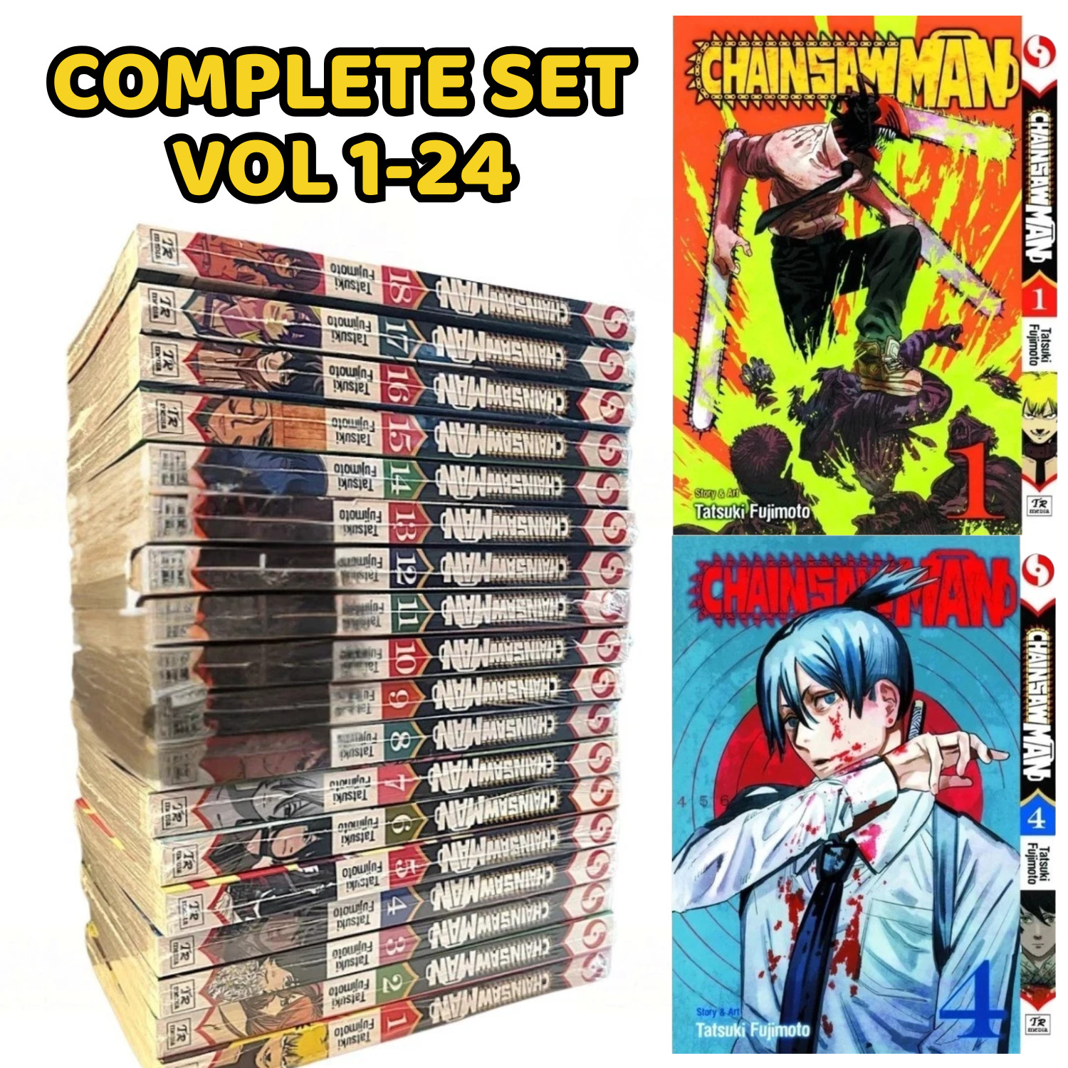 Chainsaw Man Manga Vol 1-24 Edizione Inglese Set Completo Fumetti NUOVO