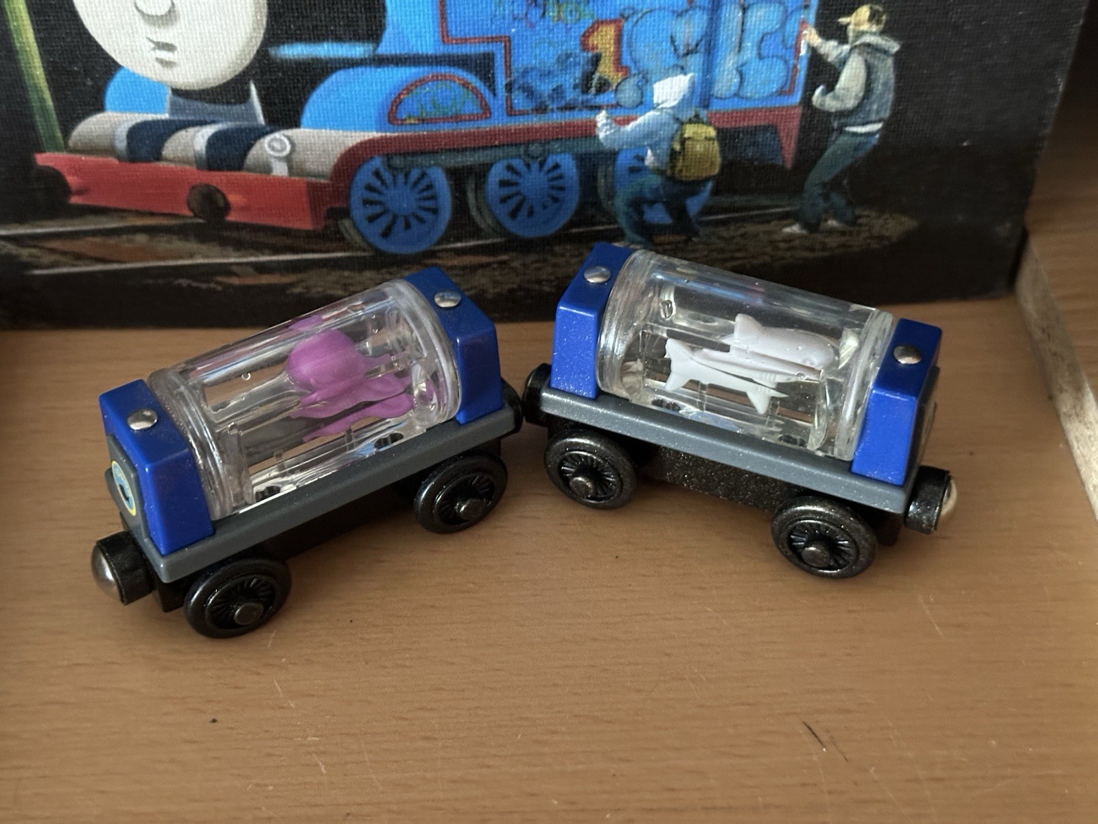 Learning Curve Wooden Thomas Train Sodor Aquarium Cars! Shark & Octopus! VGUC