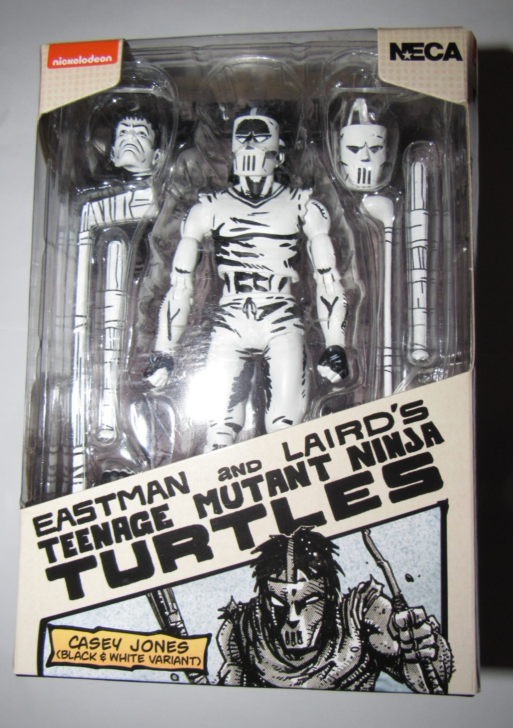 Action figure NECA TMNT Casey Jones variante bianco e nero Mirage Comics NUOVO