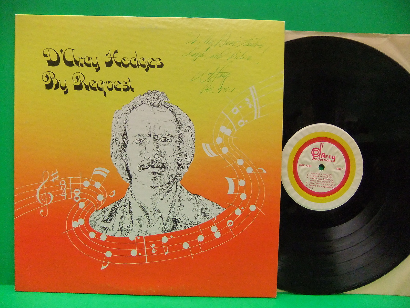 SIGNED D'arcy Hodges By Request 70s Record NM- D'arcy Productions DRP 7345 RARE
