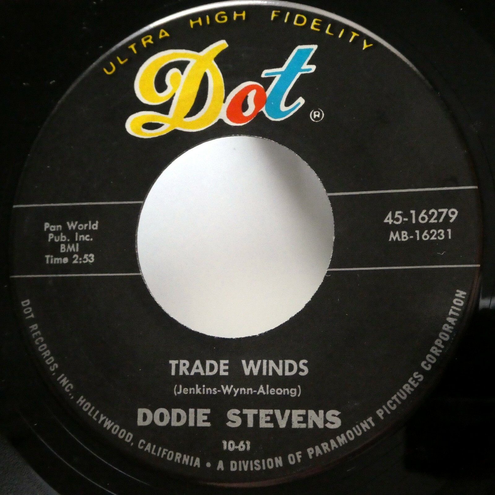 DODIE STEVENS 45 giri Trade Winds / In Between Years Single Vinyl 7" Pop 1961